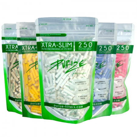 PURIZE Xtra Slim Aktivkohlefilter 250er Beutel bei Plantiful